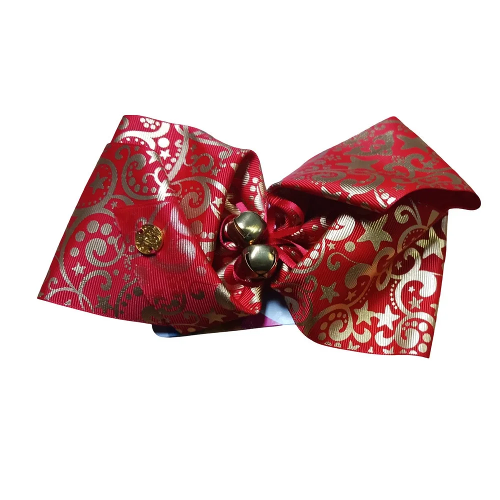 JoJo Siwa Holiday Hair Bow Red Gold Christmas Large Justice Exclusive w/Bells